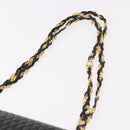 BALLY Double Flap Chain Shoulder Bag Leather Black Gold Auth am11961V-8