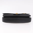 BALLY Double Flap Chain Shoulder Bag Leather Black Gold Auth am11961V-5
