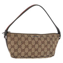 GUCCI GG Canvas Accessories Sherry Line Bag Beige Silver 141809 Auth am11962A-1