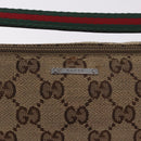 GUCCI GG Canvas Accessories Sherry Line Bag Beige Silver 141809 Auth am11962A-15