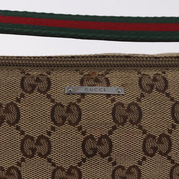 GUCCI GG Canvas Accessories Sherry Line Bag Beige Silver 141809 Auth am11962A