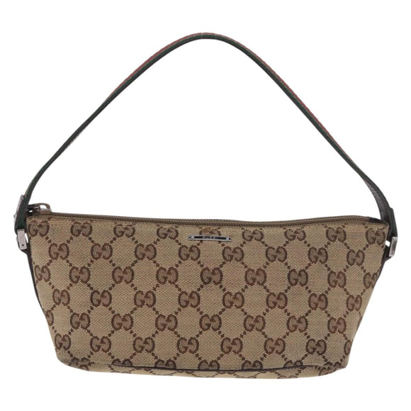 GUCCI GG Canvas Accessories Sherry Line Bag Beige Silver 141809 Auth am11962A