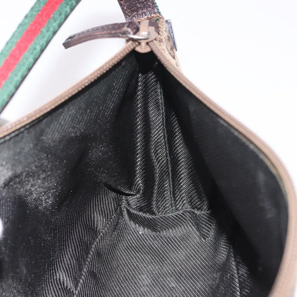 GUCCI GG Canvas Accessories Sherry Line Bag Beige Silver 141809 Auth am11962A