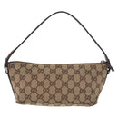 GUCCI GG Canvas Accessories Sherry Line Bag Beige Silver 141809 Auth am11962A-3