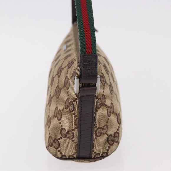 GUCCI GG Canvas Accessories Sherry Line Bag Beige Silver 141809 Auth am11962A