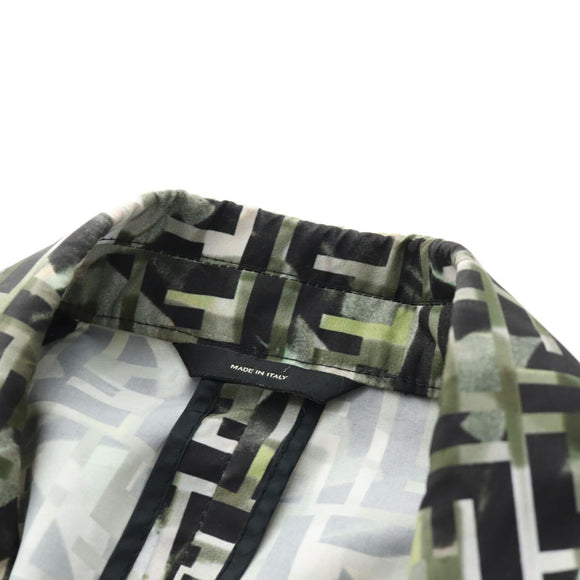 FENDI Tailored Jacket Zucca Canvas polyester 44 Green Black Auth am11963V
