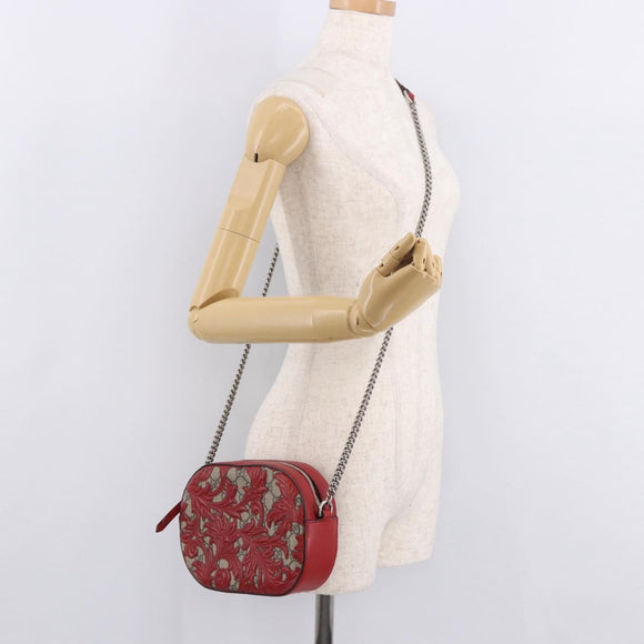 GUCCI GG Supreme Chain Shoulder Bag PVC Red Silver 409535 Auth am11964V