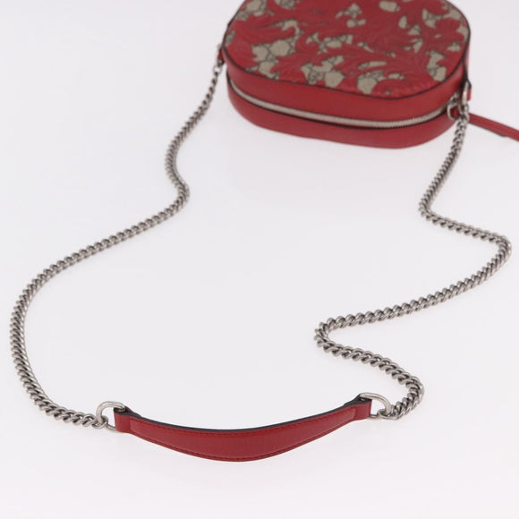 GUCCI GG Supreme Chain Shoulder Bag PVC Red Silver 409535 Auth am11964V