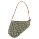 Christian Dior Trotter Canvas Saddle Pouch Khaki Gold Auth am11965V-1
