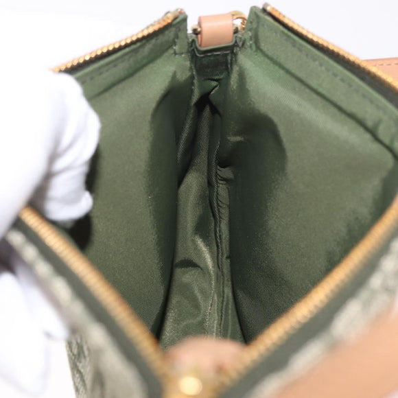 Christian Dior Trotter Canvas Saddle Pouch Khaki Gold Auth am11965V
