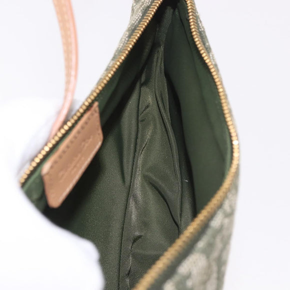Christian Dior Trotter Canvas Saddle Pouch Khaki Gold Auth am11965V