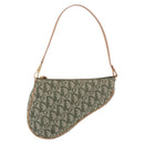 Christian Dior Trotter Canvas Saddle Pouch Khaki Gold Auth am11965V-2