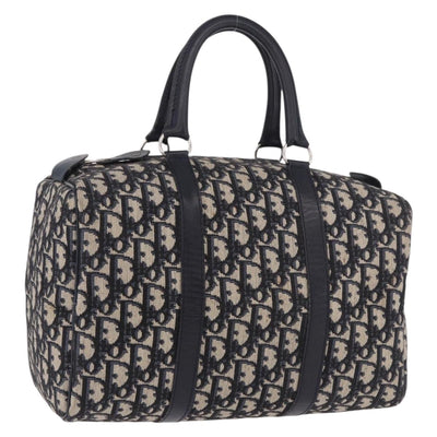 Christian Dior Trotter Canvas mini Boston Bag Navy Silver Auth am11966V