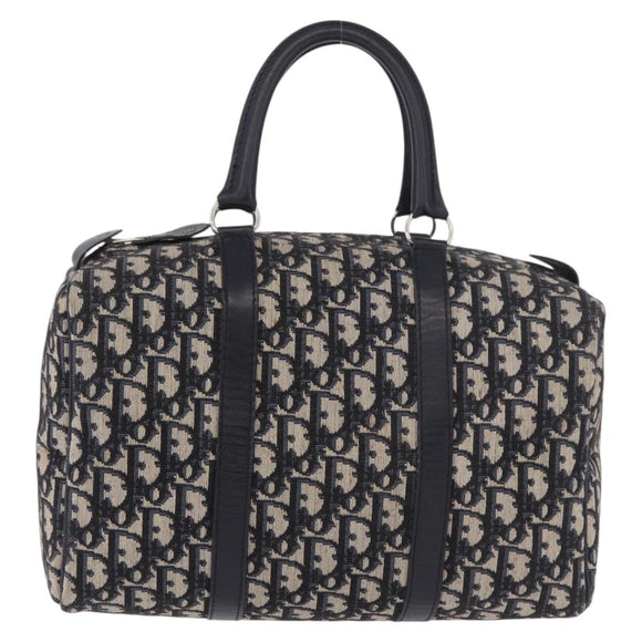 Christian Dior Trotter Canvas mini Boston Bag Navy Silver Auth am11966V