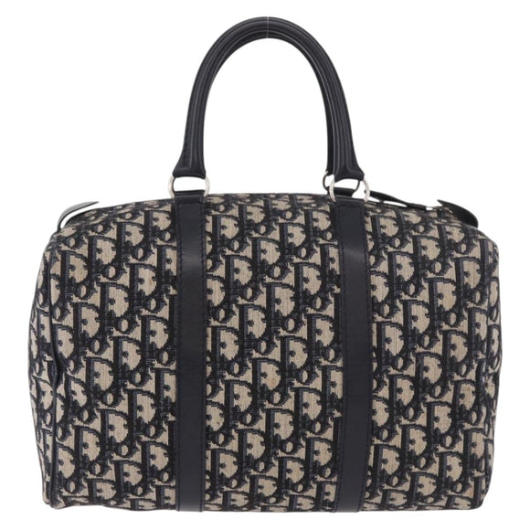 Christian Dior Trotter Canvas mini Boston Bag Navy Silver Auth am11966V