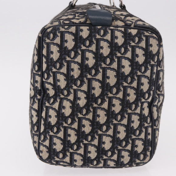 Christian Dior Trotter Canvas mini Boston Bag Navy Silver Auth am11966V