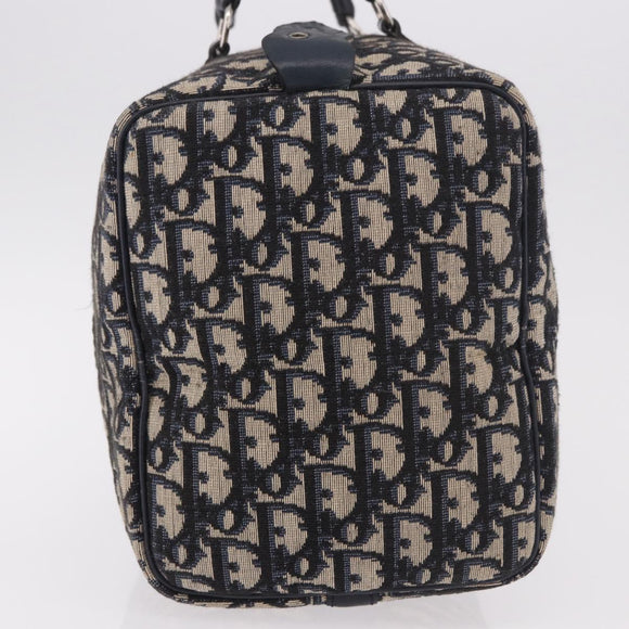 Christian Dior Trotter Canvas mini Boston Bag Navy Silver Auth am11966V