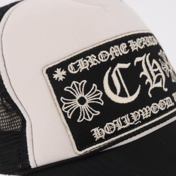 Chrome Hearts Tracker Cap Cotton Black White Gold Auth am11970V