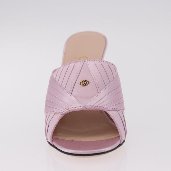 GUCCI GG Marmont Sandals Satin 35 Pink Gold Auth am11971M