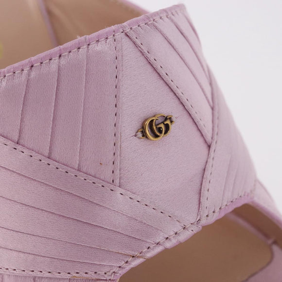 GUCCI GG Marmont Sandals Satin 35 Pink Gold Auth am11971M