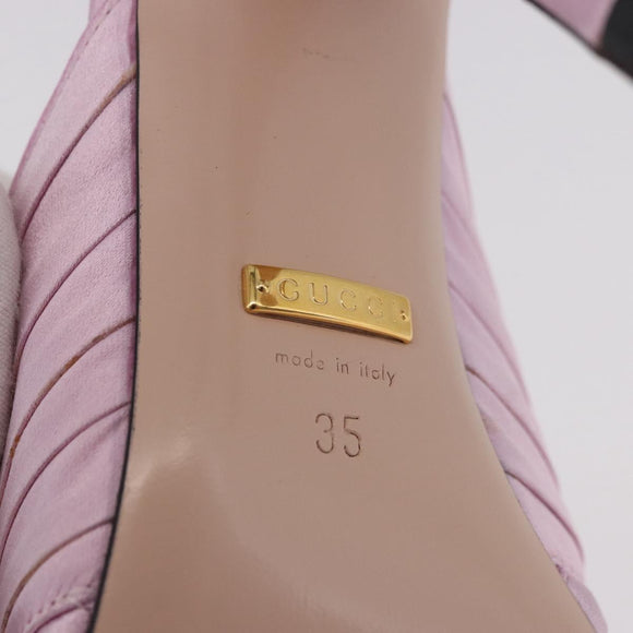 GUCCI GG Marmont Sandals Satin 35 Pink Gold Auth am11971M