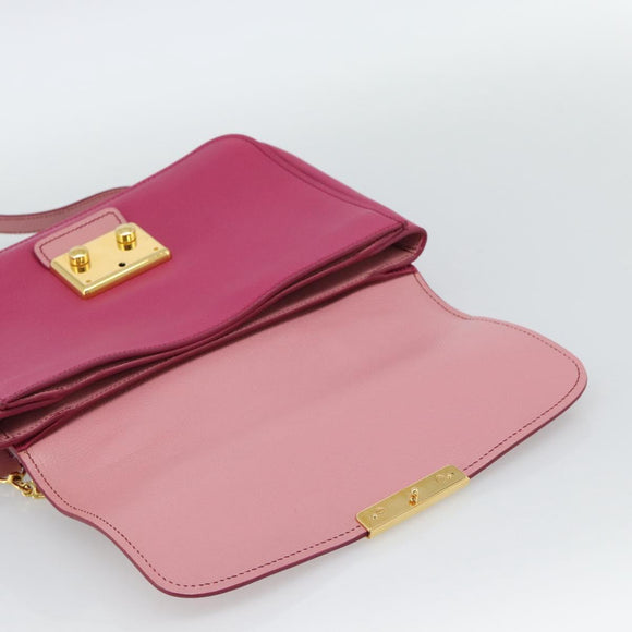 Miu Miu Hand Bag Leather 2way Pink Gold RN0726 Auth am11972V