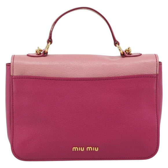 Miu Miu Hand Bag Leather 2way Pink Gold RN0726 Auth am11972V
