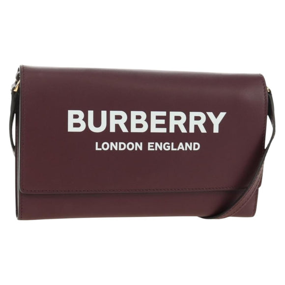 BURBERRY Every Day Shoulder Wallet Leather Bordeaux Gold Auth am11974M