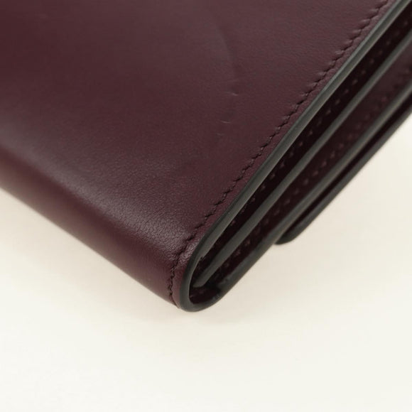 BURBERRY Every Day Shoulder Wallet Leather Bordeaux Gold Auth am11974M