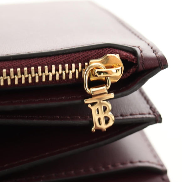 BURBERRY Every Day Shoulder Wallet Leather Bordeaux Gold Auth am11974M
