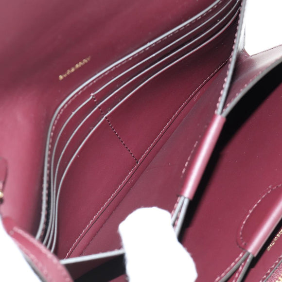 BURBERRY Every Day Shoulder Wallet Leather Bordeaux Gold Auth am11974M