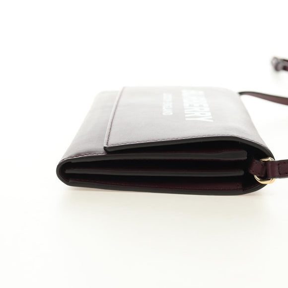 BURBERRY Every Day Shoulder Wallet Leather Bordeaux Gold Auth am11974M