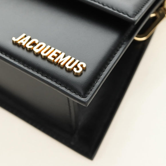 JACQUEMUS Hand Bag Leather 2way Black Gold Auth am11975V