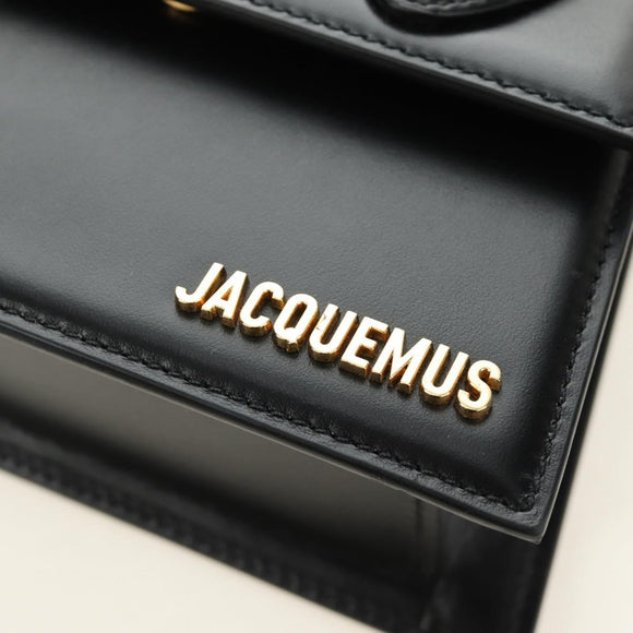 JACQUEMUS Hand Bag Leather 2way Black Gold Auth am11975V