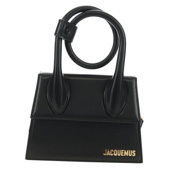 JACQUEMUS Hand Bag Leather 2way Black Gold Auth am11975V