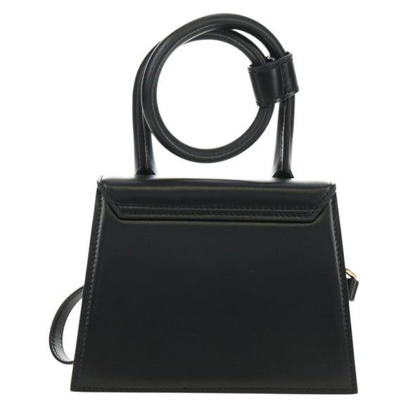JACQUEMUS Hand Bag Leather 2way Black Gold Auth am11975V