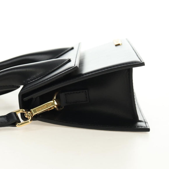 JACQUEMUS Hand Bag Leather 2way Black Gold Auth am11975V