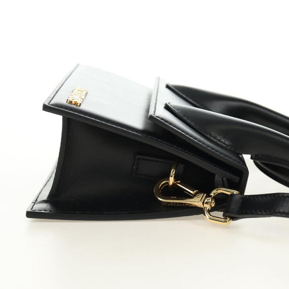 JACQUEMUS Hand Bag Leather 2way Black Gold Auth am11975V