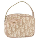 Christian Dior Trotter Canvas Romantic Hand Pouch PVC Beige Silver Auth am11980V-1