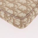 Christian Dior Trotter Canvas Romantic Hand Pouch PVC Beige Silver Auth am11980V-12
