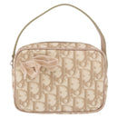 Christian Dior Trotter Canvas Romantic Hand Pouch PVC Beige Silver Auth am11980V-2