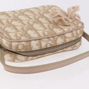 Christian Dior Trotter Canvas Romantic Hand Pouch PVC Beige Silver Auth am11980V-6