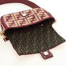 FENDI Zucca Canvas Mamma Baguette Bag Raffia 2way Beige Gold Auth am11981SM-21