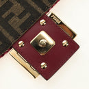 FENDI Zucca Canvas Mamma Baguette Bag Raffia 2way Beige Gold Auth am11981SM-22