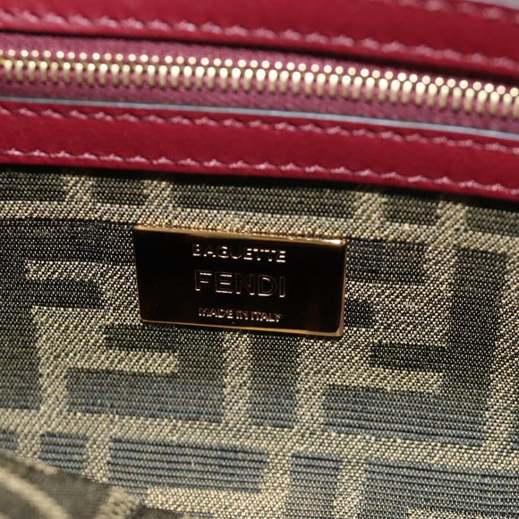 FENDI Zucca Canvas Mamma Baguette Bag Raffia 2way Beige Gold Auth am11981SM
