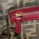 FENDI Zucca Canvas Mamma Baguette Bag Raffia 2way Beige Gold Auth am11981SM-26