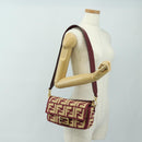 FENDI Zucca Canvas Mamma Baguette Bag Raffia 2way Beige Gold Auth am11981SM-28