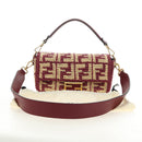 FENDI Zucca Canvas Mamma Baguette Bag Raffia 2way Beige Gold Auth am11981SM-12