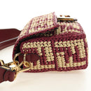 FENDI Zucca Canvas Mamma Baguette Bag Raffia 2way Beige Gold Auth am11981SM-3
