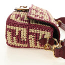 FENDI Zucca Canvas Mamma Baguette Bag Raffia 2way Beige Gold Auth am11981SM-4